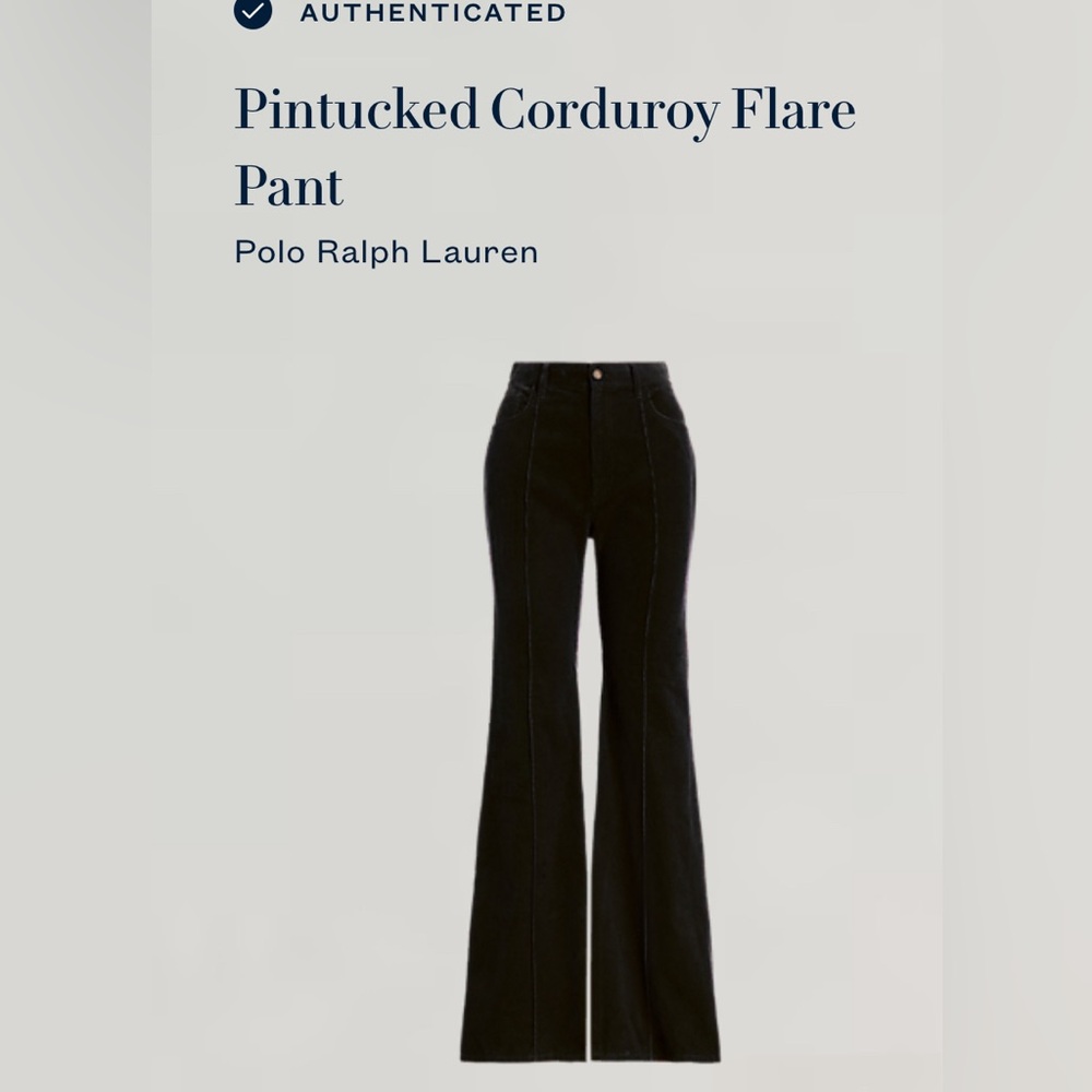 Polo Ralph Lauren Pintucked Corduroy Flare Pant color: Olive - Picture 7 of 8